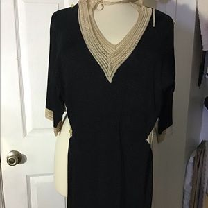 SOLD SOLD SOLD 🤗Midnight Gold ❣️Knitted Blk/Gold Mini Dress